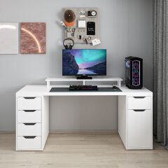 Alen 180 Cm 5 Çekmeceli Dolaplı Çalışma & Oyuncu Masası - Beyaz