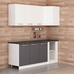 Minar 195Cm Köşe Mutfak Dolabı - Beyaz/Antrasit K195-A2