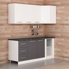 Minar 195Cm Köşe Mutfak Dolabı - Beyaz/Antrasit K195-A4