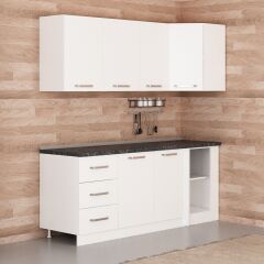 Minar 205Cm Köşe Mutfak Dolabı - Beyaz K205-B2