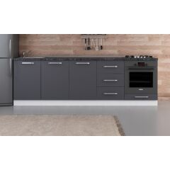 Minar 260 Cm Mutfak Dolabı Beyaz Antrasit 260-A6-Alt Modül