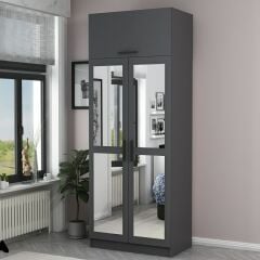 Minar Kale 2 Kapaklı 2 Aynalı Dolap Ve Yüklük Antrasit