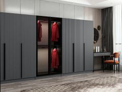 Kale Plus 8 Mebran Kapaklı 4Ç Dolap Antrasit Mebran Füme Cam