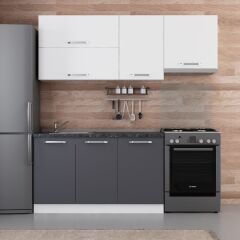 Minar 200 Cm Mutfak Dolabı Beyaz Antrasit 200-A7