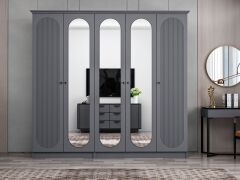 Kale 5 Kapak 3A 2Ç Dolap Antrasit - Mebran Defne Ayna Antr