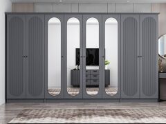 Kale 8 Kapak 4A 2Ç Dolap Antrasit - Mebran Defne Ayna Antr