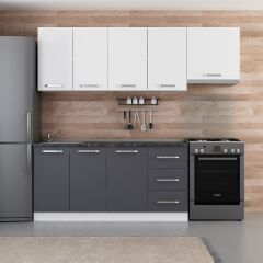 Minar 230 Cm Mutfak Dolabı Beyaz Antrasit 230-A7