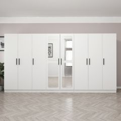 Kale 8 Kapak Aynalı 4 Çekmece Zincir Dolap - Beyaz