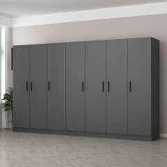 Minar Kale 7 Kapaklı 4 Çekmeceli Dolap Antrasit