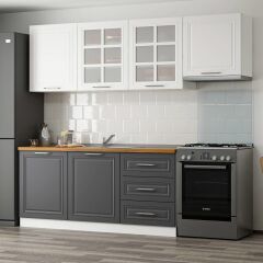 MİNAR 240 CM MEBRAN C MUTFAK DOLABI BEYAZ ANTRASİT 240-MCBA2