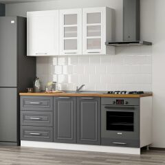 MİNAR 200 CM MEBRAN C MUTFAK DOLABI BEYAZ ANTRASİT 200-MCBA3