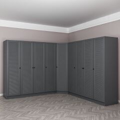Kale 9 Kapaklı 4 Çekmeceli Köşe Dolap Antrasit Mebran Panjur