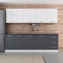 Minar 260 Cm Mutfak Dolabı Beyaz Antrasit 260-A1