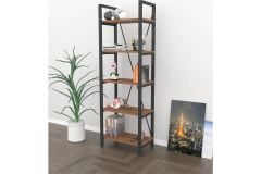 Bahar 5 Raflı Metal Kitaplık Ceviz