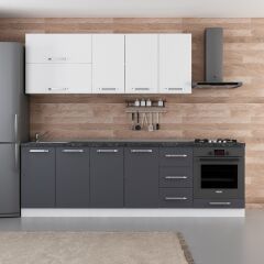 Minar 260 Cm Mutfak Dolabı Beyaz Antrasit 260-A3