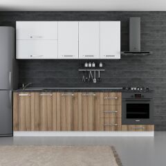 Minar 260 Cm Mutfak Dolabı Beyaz Dore 260-D3