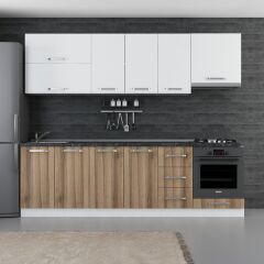 Minar 260 Cm Mutfak Dolabı Beyaz Dore 260-D5