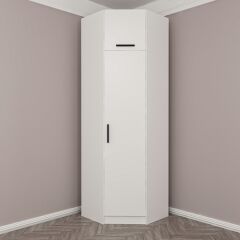 Kale 1 Kapaklı Köşe Dolap + Yüklük Beyaz