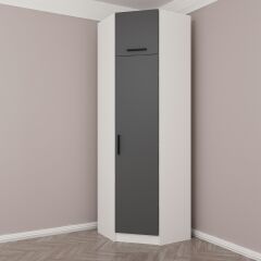 Kale 1 Kapaklı Köşe Dolap + Yüklük Beyaz Antrasit