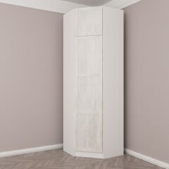 Kale 1 Kapaklı Köşe Dolap + Yüklük Beyaz Eskitme Beyaz