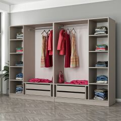 Kale 6 Bölmeli 4 Çekmeceli Giyinme Dolabı Kumtaşı