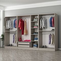 Kale 7 Bölmeli 2 Çekmeceli Giyinme Dolabı Kumtaşı