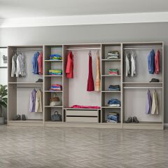 Kale 8 Bölmeli 2 Çekmeceli Giyinme Dolabı Kumtaşı