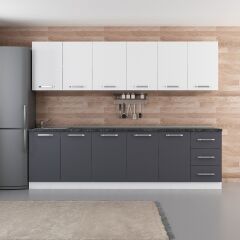 Minar 275 Cm Mutfak Dolabı Beyaz Antrasit 275-A1