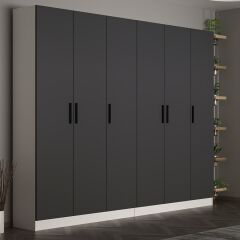 Minar Kale 210 Cm 6 Kapaklı 2B Raf Portmanto Beyaz Antrasit