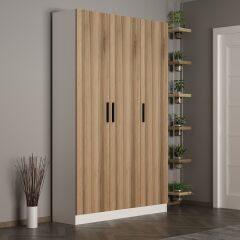 Minar Kale 210 Cm 3 Kapaklı 1B Raf Portmanto Beyaz Dore