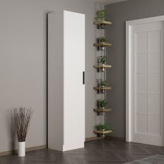 Minar Kale 210 Cm 1 Kapaklı 1B Raf Portmanto Beyaz