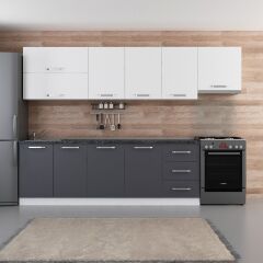 Minar 300 Cm Mutfak Dolabı Beyaz Antrasit 300-A8