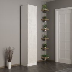 Minar Kale 210 Cm 1 Kapaklı 1B Raf Portmanto Beyaz Eskitme Beyaz