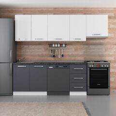 Minar 255 Cm Mutfak Dolabı Beyaz Antrasit 255-A12