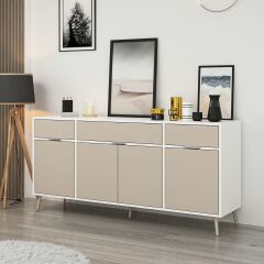 Elina Ayaklı Konsol - Beyaz/Kumtaşı