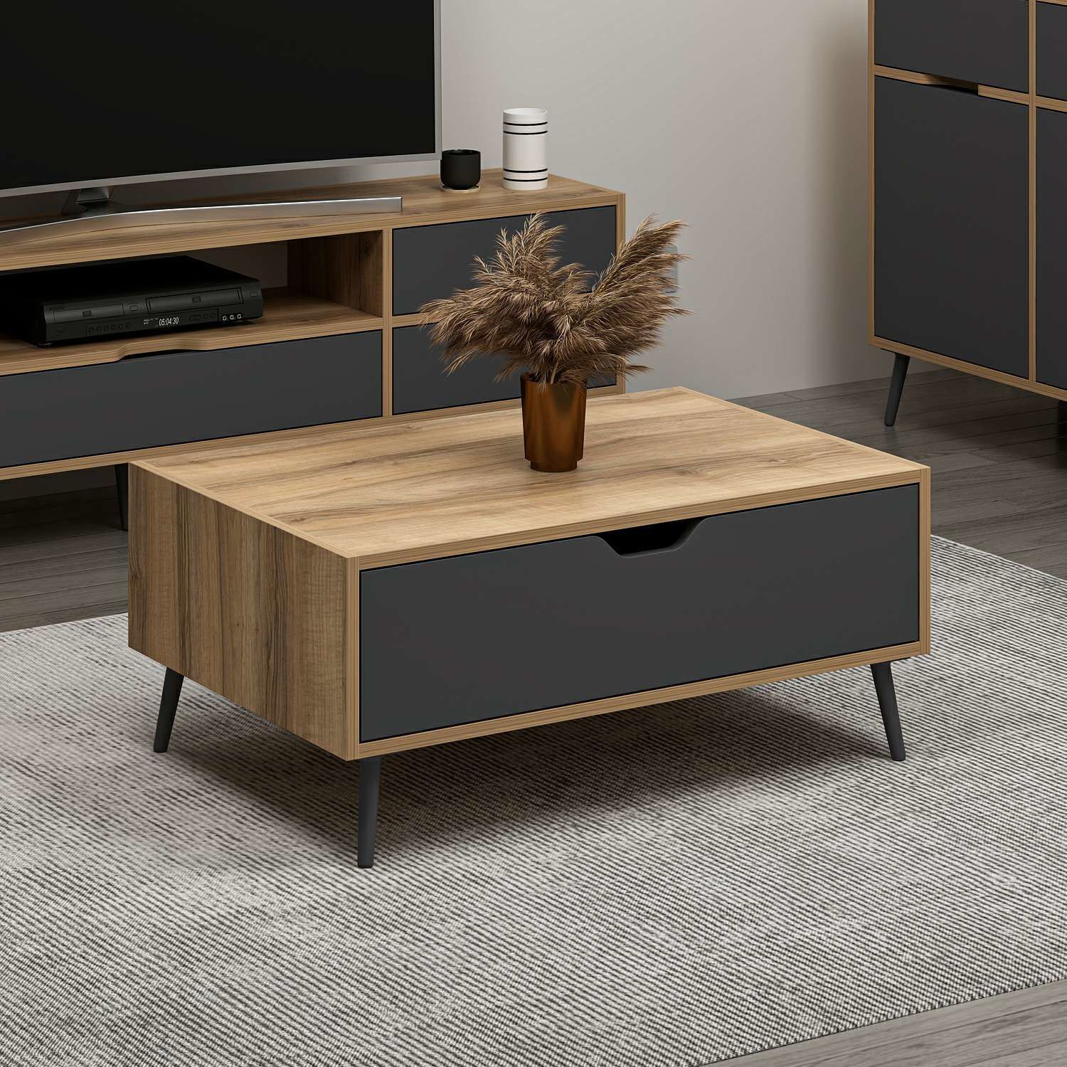 Elina Ayaklı Orta Sehpa - Dore/Antrasit