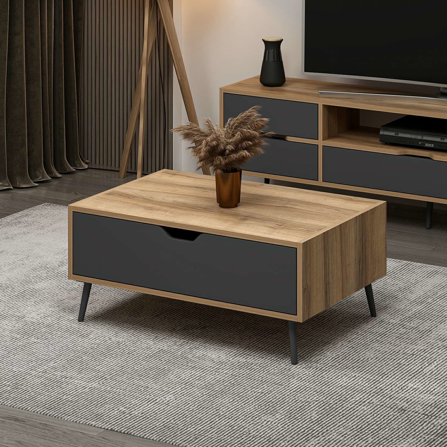 Elina Ayaklı Orta Sehpa - Dore/Antrasit