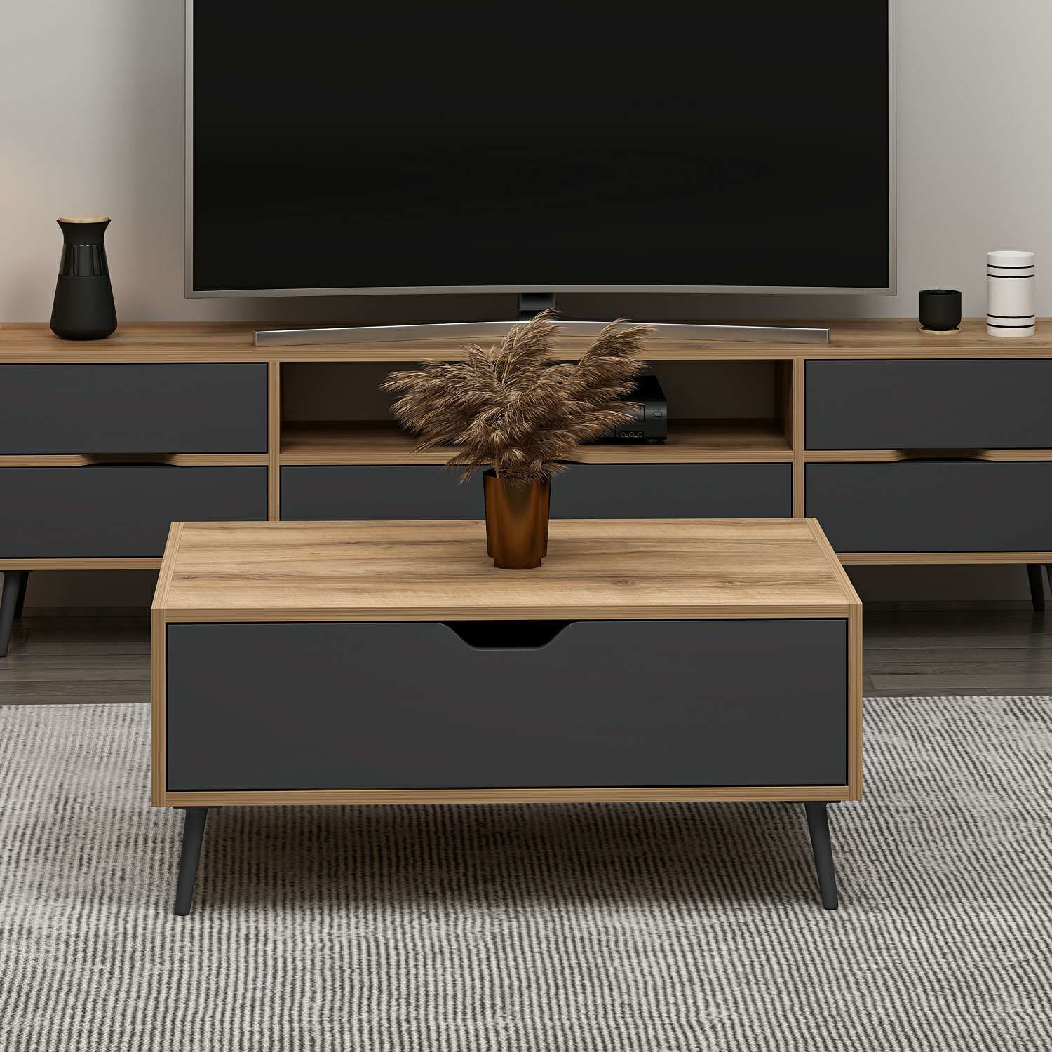 Elina Ayaklı Orta Sehpa - Dore/Antrasit