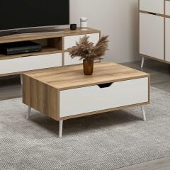 Elina Ayaklı Orta Sehpa - Dore/Beyaz