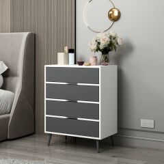 Elina Ayaklı 4 Çekmeceli Şifonyer - Beyaz/Antrasit