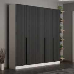 Minar Kale 210 Cm 5 Kapaklı 3B Raf Portmanto Byz Mbr Çizgili Ant