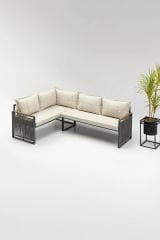 Maya Köşe Koltuk Takımı Balkon Bahçe Mutfak Bej Antrasit