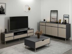 Elina Ayaklı Oturma Odası Set1 - Antrasit/Kumtaşı