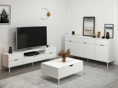 Elina Ayaklı Oturma Odası Set1 - Beyaz/Beyaz