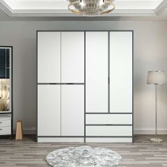 Elina 4 Kapaklı Dolap - Antrasit/Beyaz