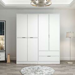 Elina 4 Kapaklı Dolap - Beyaz/Beyaz