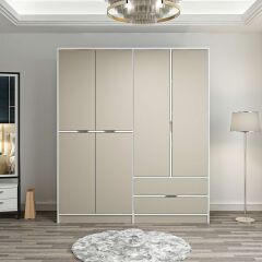 Elina 4 Kapaklı Dolap - Beyaz/Kumtaşı