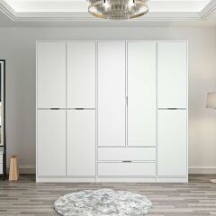 Elina 5 Kapaklı Dolap - Beyaz/Beyaz