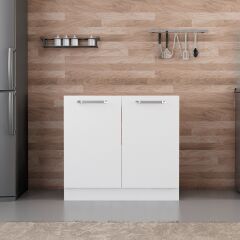 Minar Mutfak Alt Modül 2K 90Cm Evye Dolap Beyaz - B1
