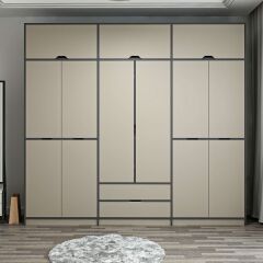 Elina 6 Kapaklı Dolap + Yüklük - Antrasit/Kumtaşı